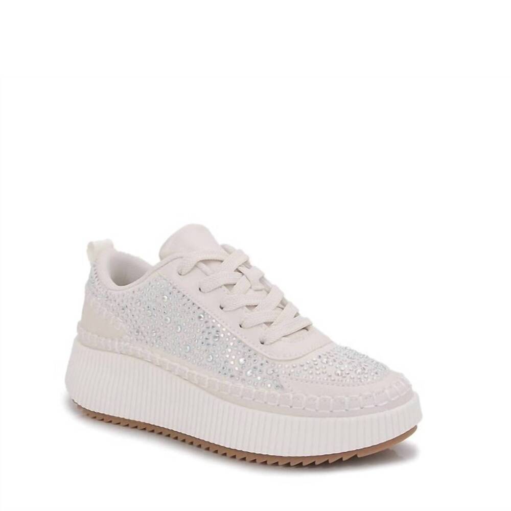 NEW GABBY women's everyday rhinestone sneakers in white